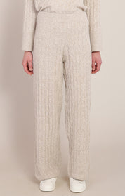 Pantalon en tricot torsadé beige à jambe large Room 34 pour femme