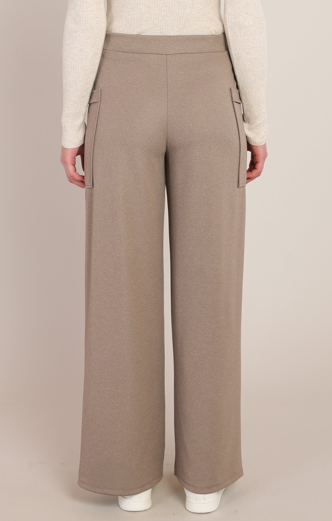 Pantalon twill taupe chaud à jambe large Room 34 pour femme