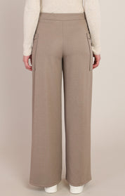 Pantalon twill taupe chaud à jambe large Room 34 pour femme