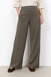 Pantalon fluide kaki Soya Concept 26188 pour femme avec taille élastique