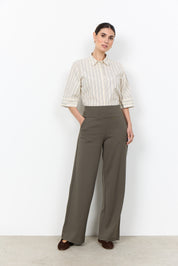Pantalon fluide kaki Soya Concept 26188 pour femme avec taille élastique