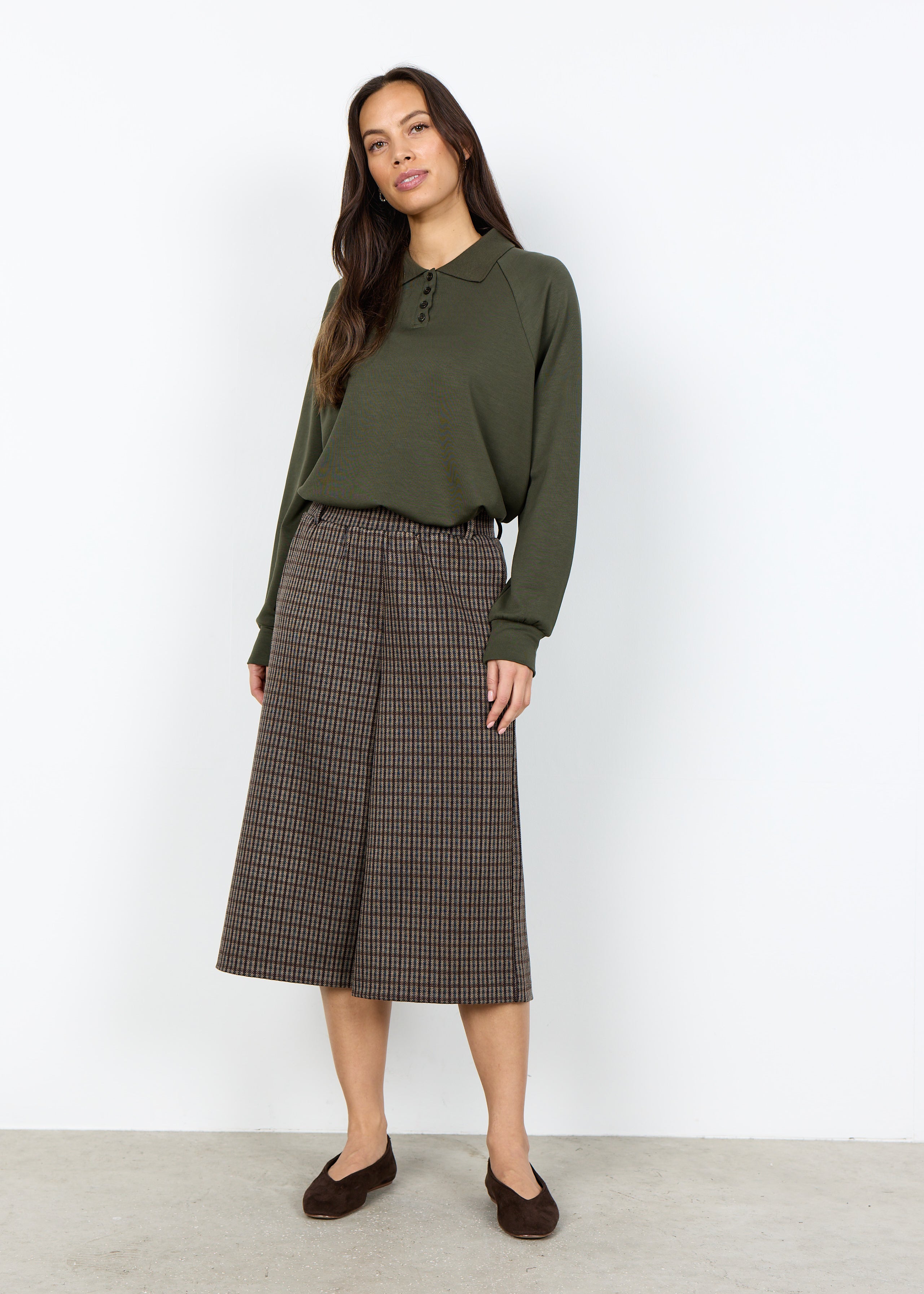 Pantalon gaucho à carreaux chocolat Soya Concept pour femme