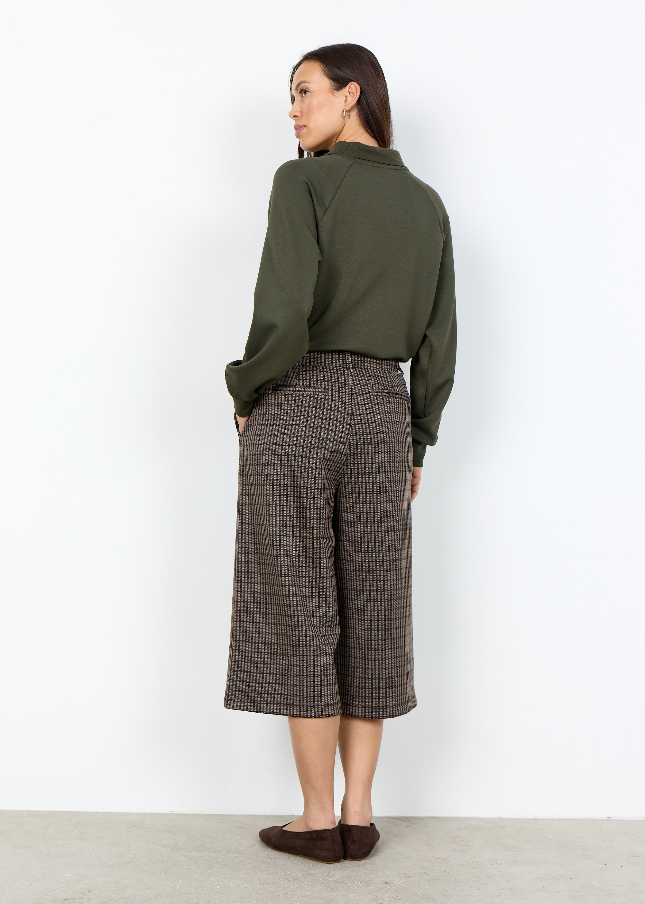 Pantalon gaucho à carreaux chocolat Soya Concept pour femme