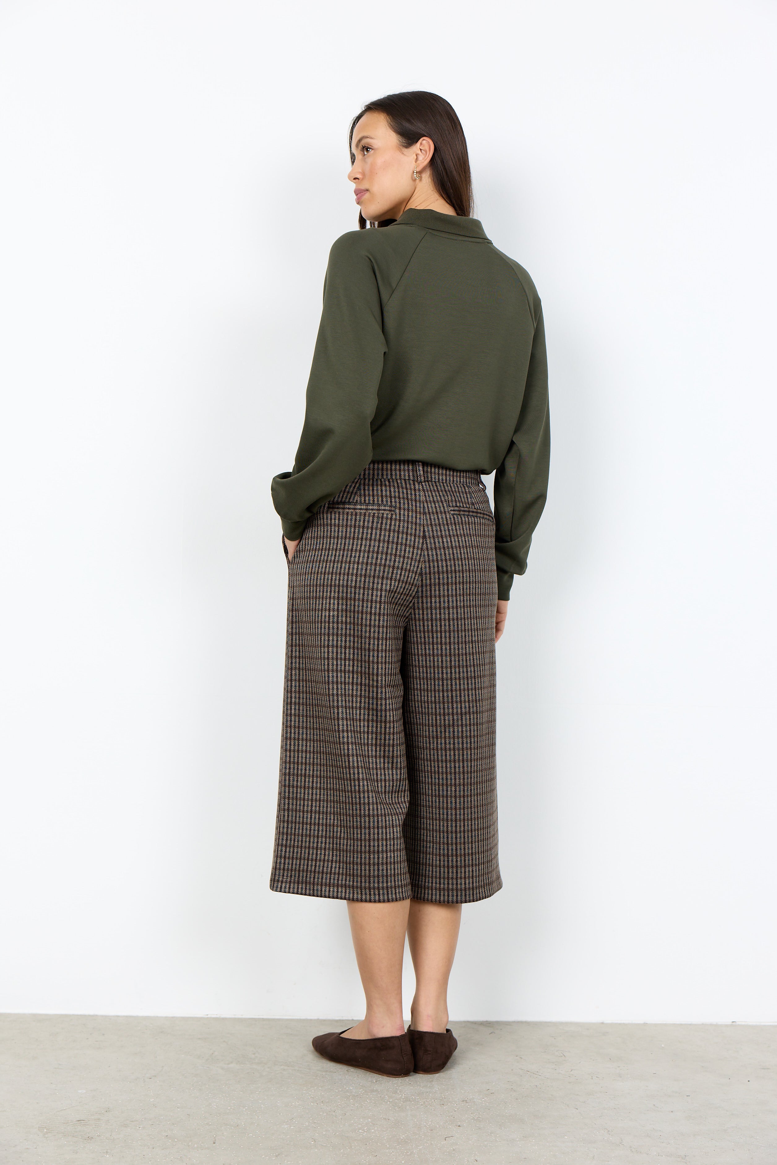 Pantalon gaucho à carreaux chocolat Soya Concept pour femme
