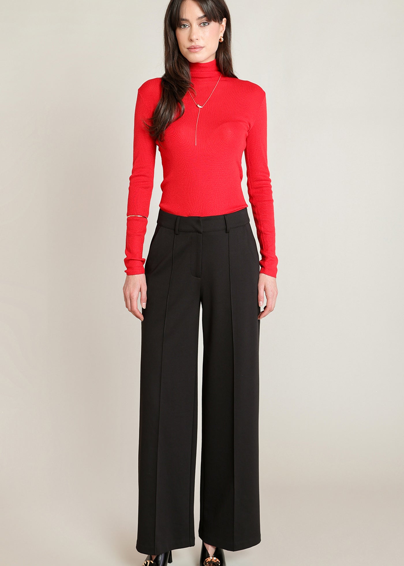 Pantalon habillé noir à jambe large Black Tape pour femme