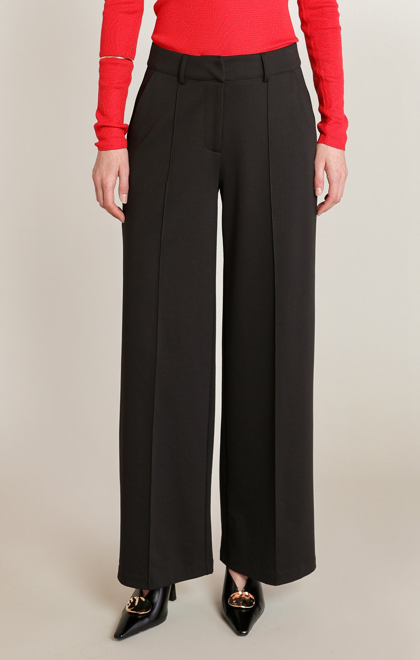 Pantalon habillé noir à jambe large Black Tape pour femme