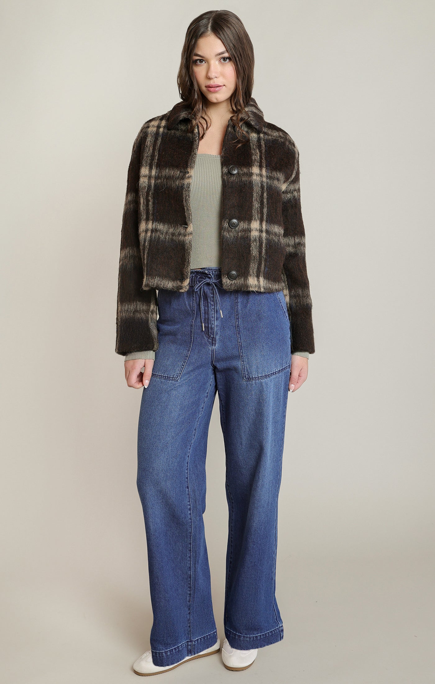 Jean indigo délavé à jambe large Dex pour femme