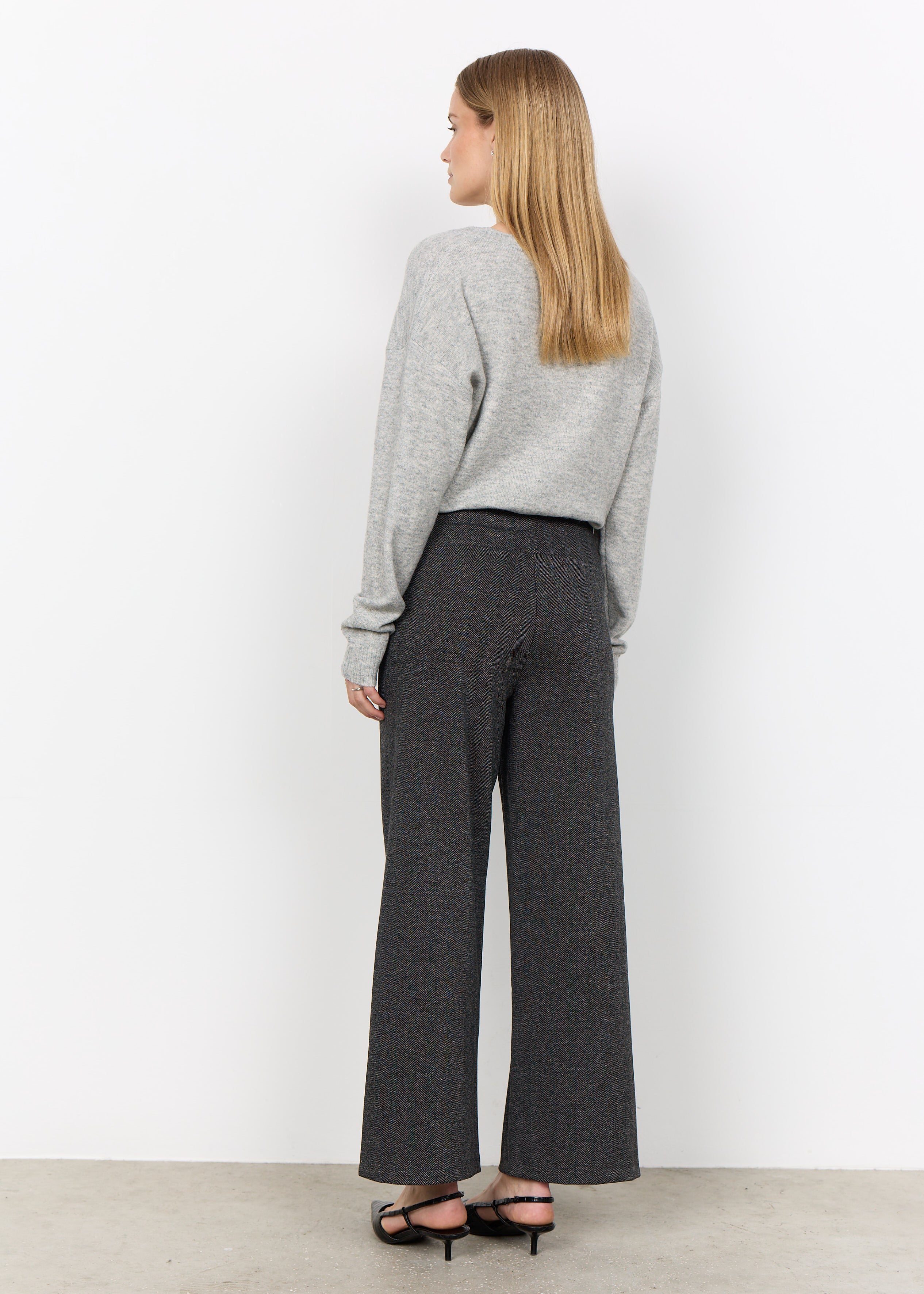 Pantalon large à motif chevron charbon Soya Concept pour femme