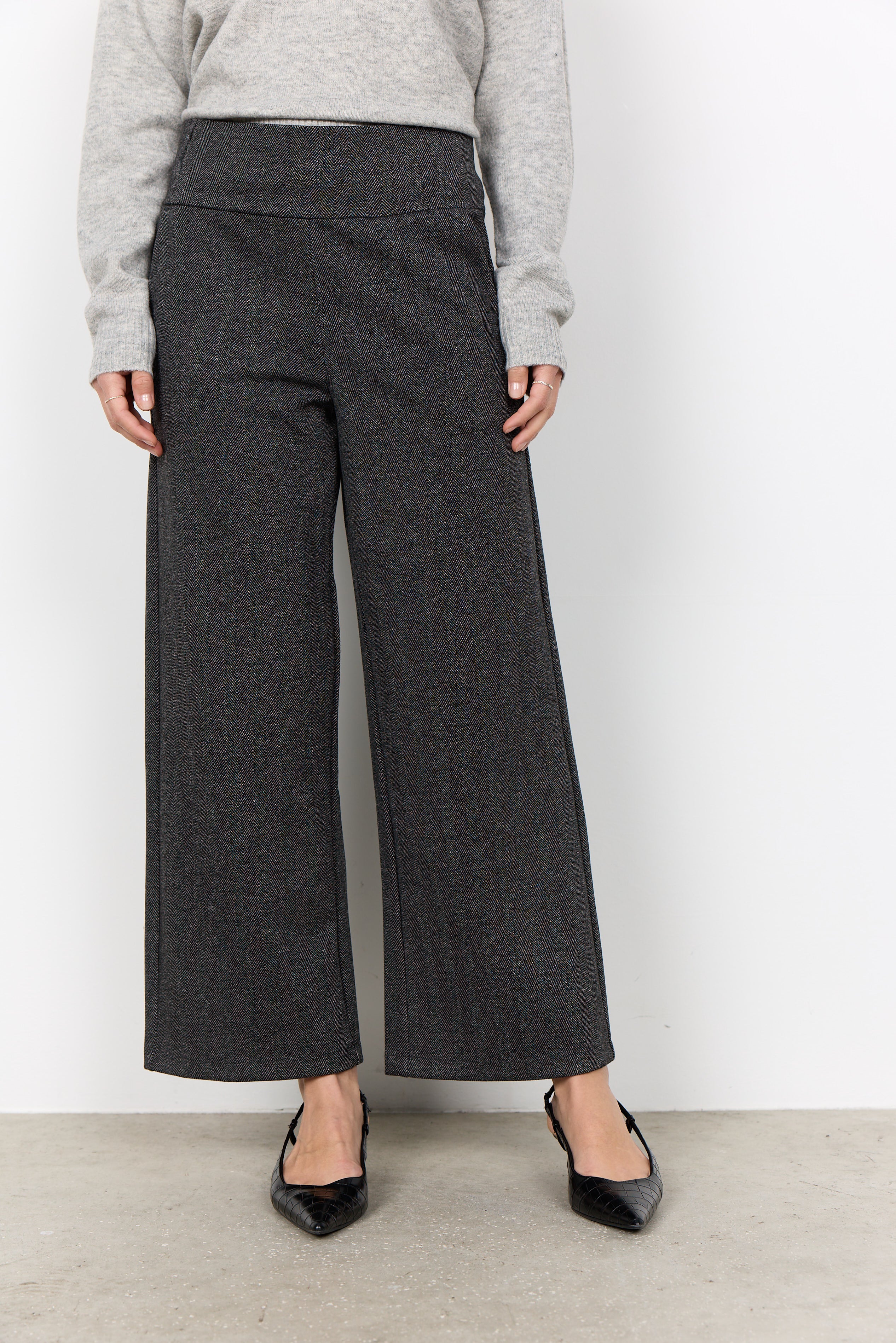 Pantalon large à motif chevron charbon Soya Concept pour femme