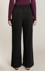 Pantalon large noir à empiècement satiné Dex pour femme