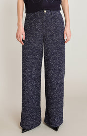 Pantalon large marine chiné à effet bouclé Black Tape pour femme