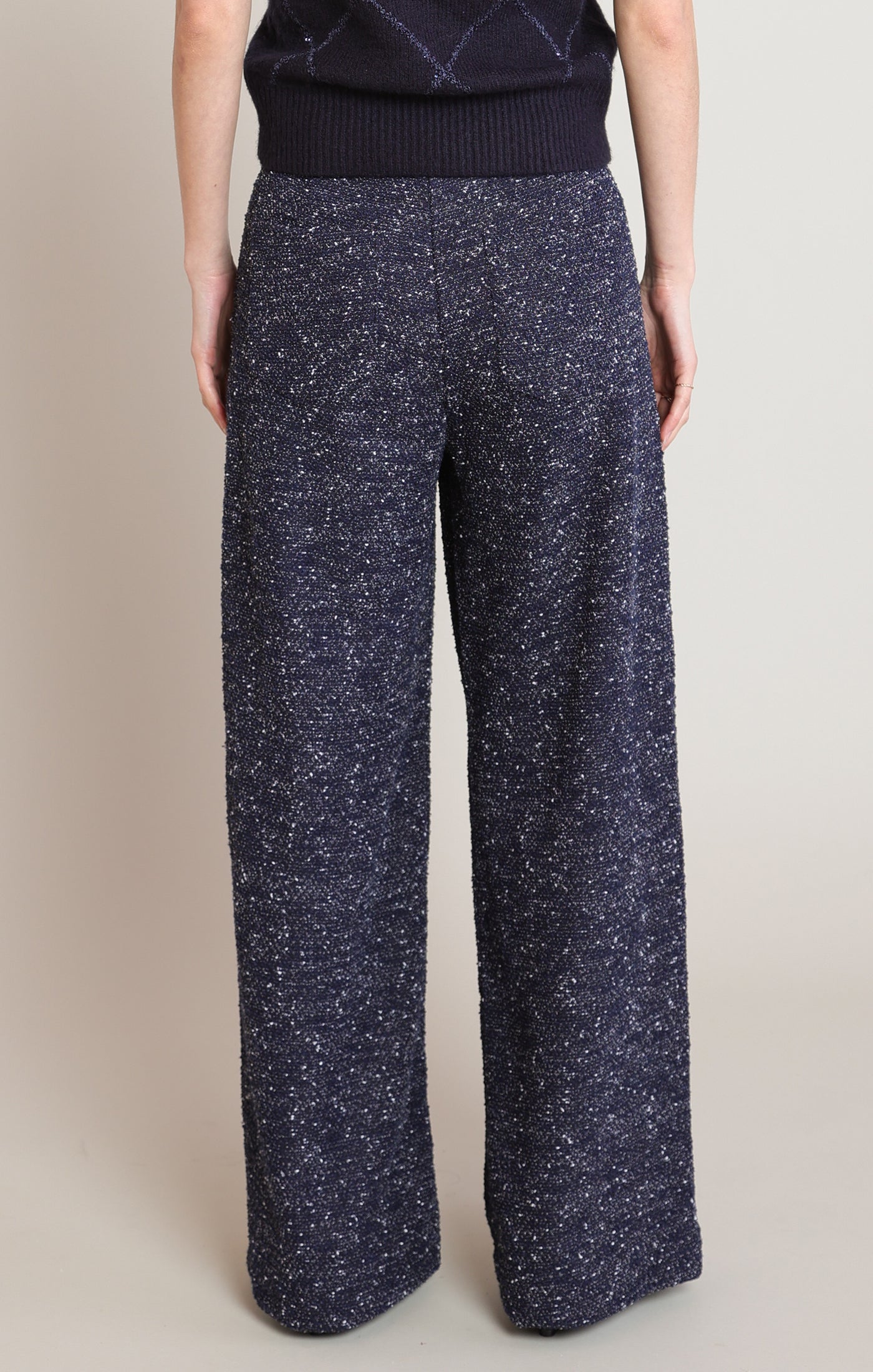 Pantalon large marine chiné à effet bouclé Black Tape pour femme