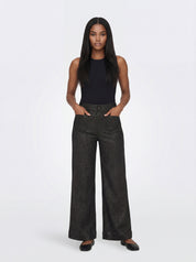 Pantalon noir brillant à jambe large CYC Coco Y Club pour femme