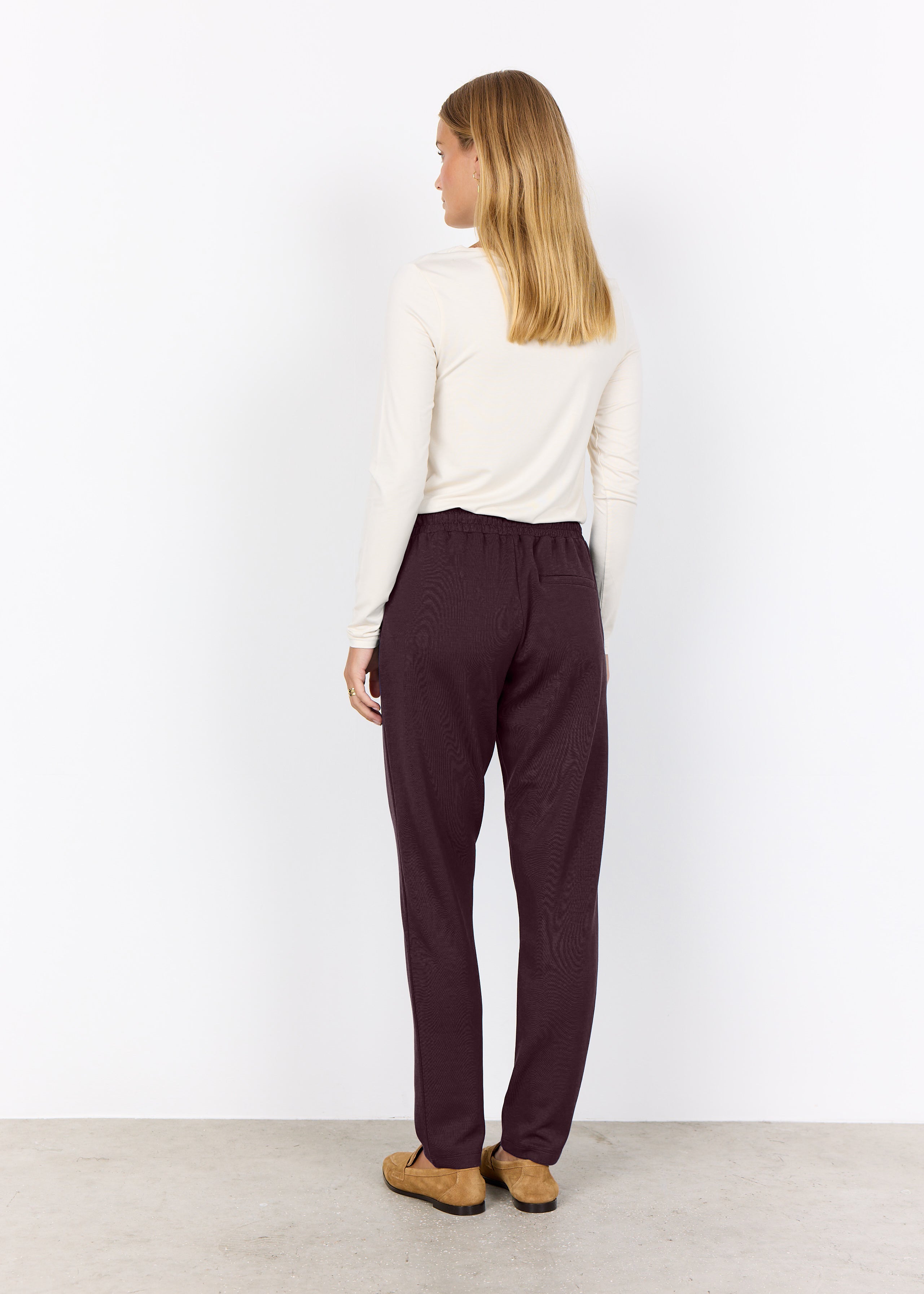 Pantalon scuba chocolat à jambe étroite Soya Concept pour femme