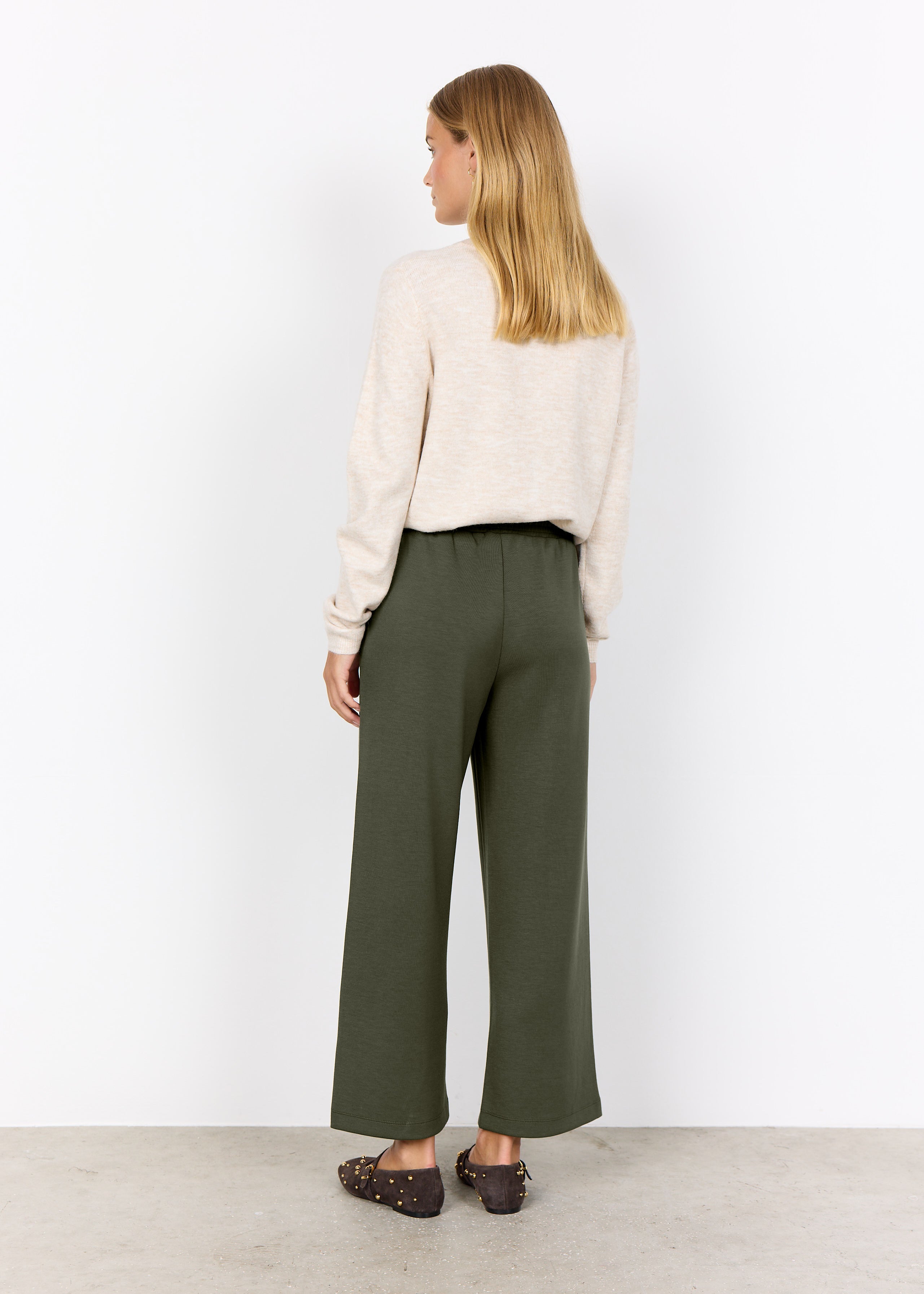 Pantalon scuba vert forêt à jambe large Soya Concept pour femme
