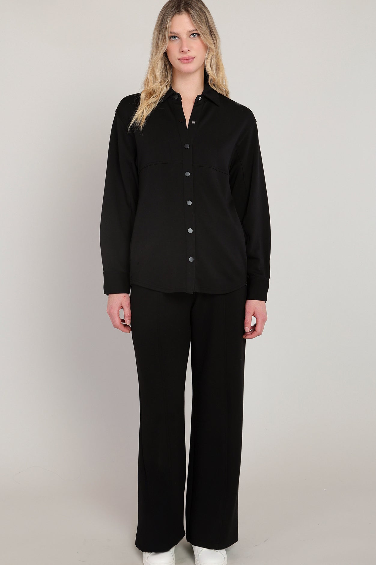 Pantalon scuba noir à jambe large Dex pour femme