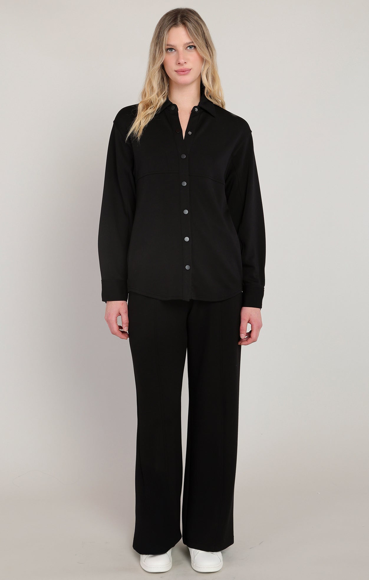 Pantalon scuba noir à jambe large Dex pour femme