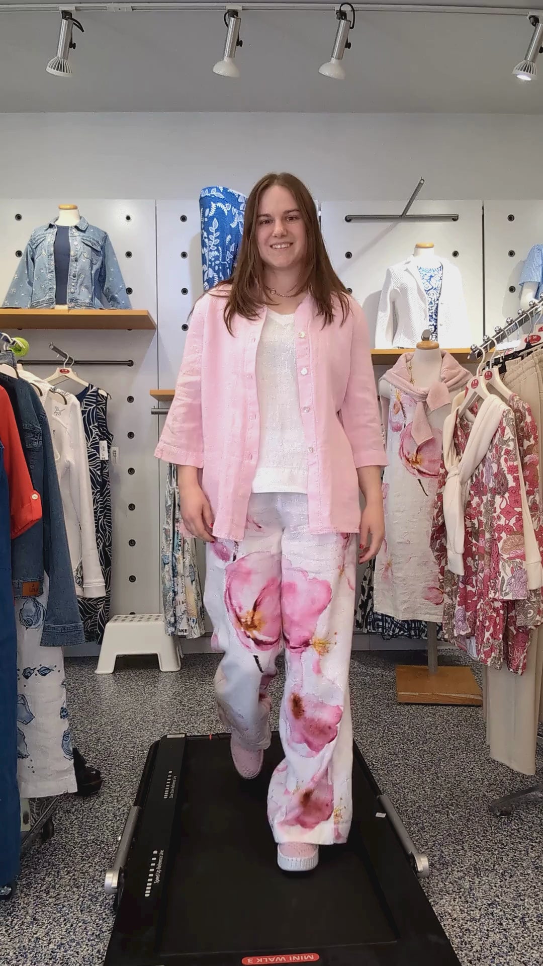 Pantalon en Lin Imprimé Floral