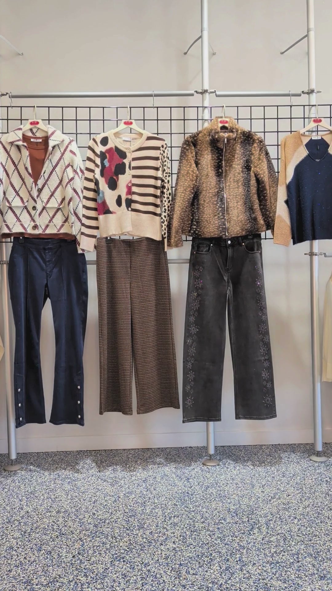 Cardigan Ivoire à Motif Losanges
