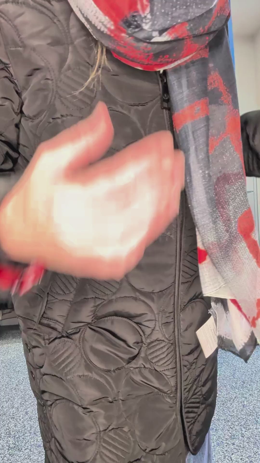 Manteau Matelassé Mi-Long à Motifs Circulaires