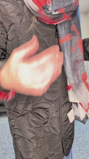 Manteau Matelassé Mi-Long à Motifs Circulaires