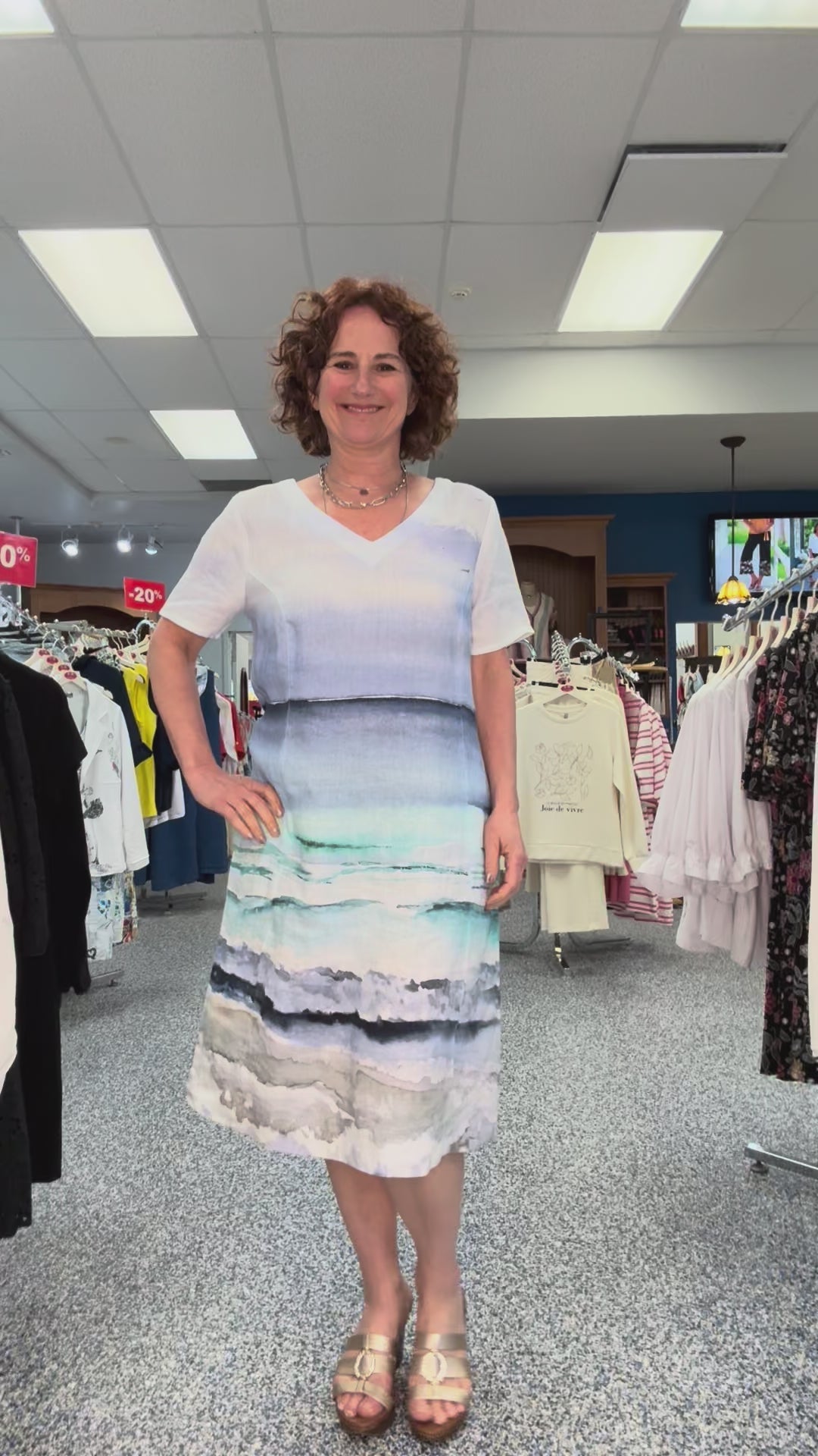 Robe en Lin Imprimée Bord de Mer