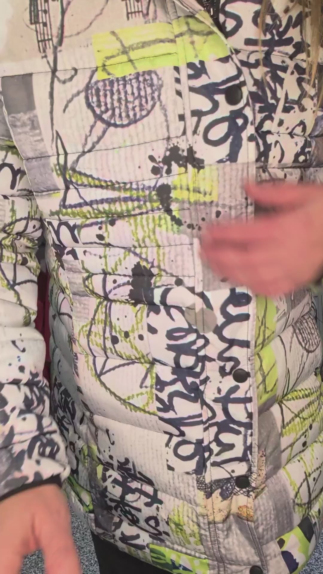 Manteau Matelassé Long à Imprimé Urbain