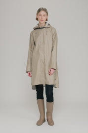 Imperméable Long à Coupe Trapèze Beige Blé