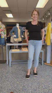 Jeans Délavé avec Ligne de Brillants sur les Côtés