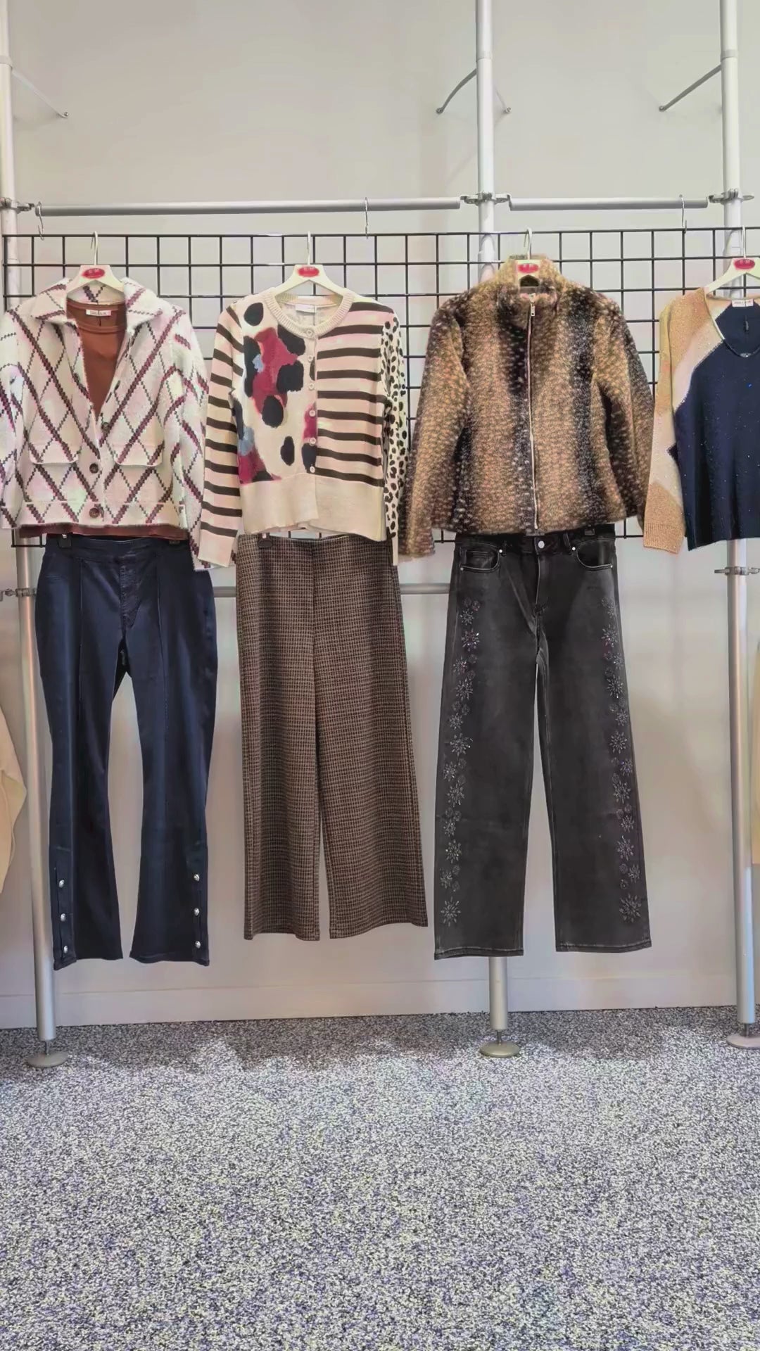 Pantalon Large Brun à Carreaux