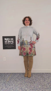 Robe Péribonka à Imprimé de Roses Trémières