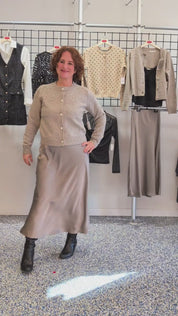 Cardigan à Col Rond avec Perles