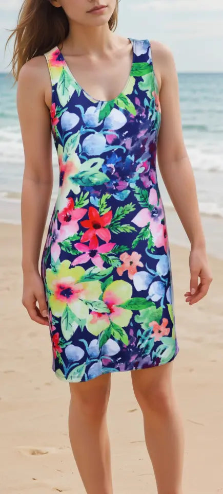 Robe sans Manche Imprimée Coupe Droite