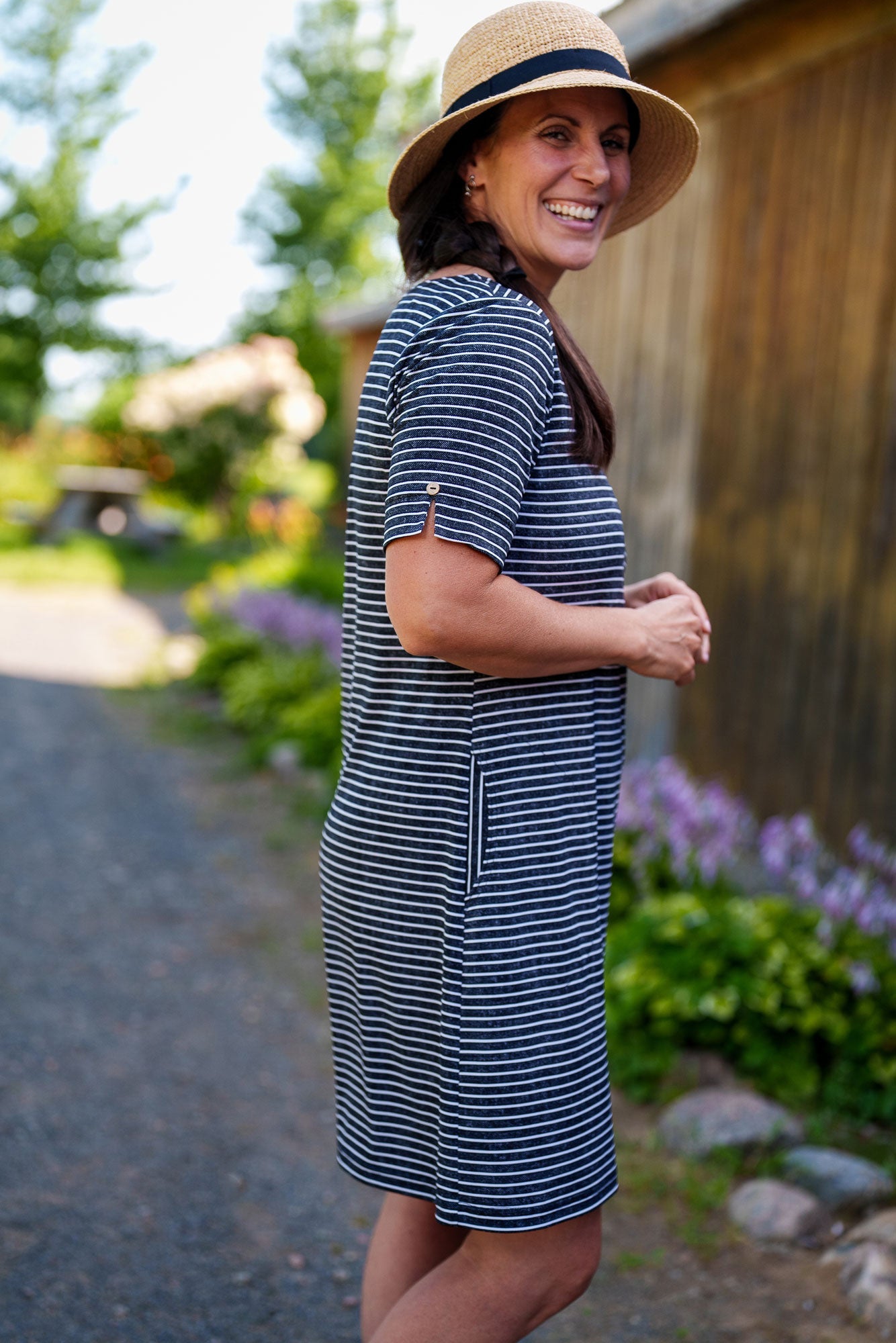 Robe Rayée Manches Courtes