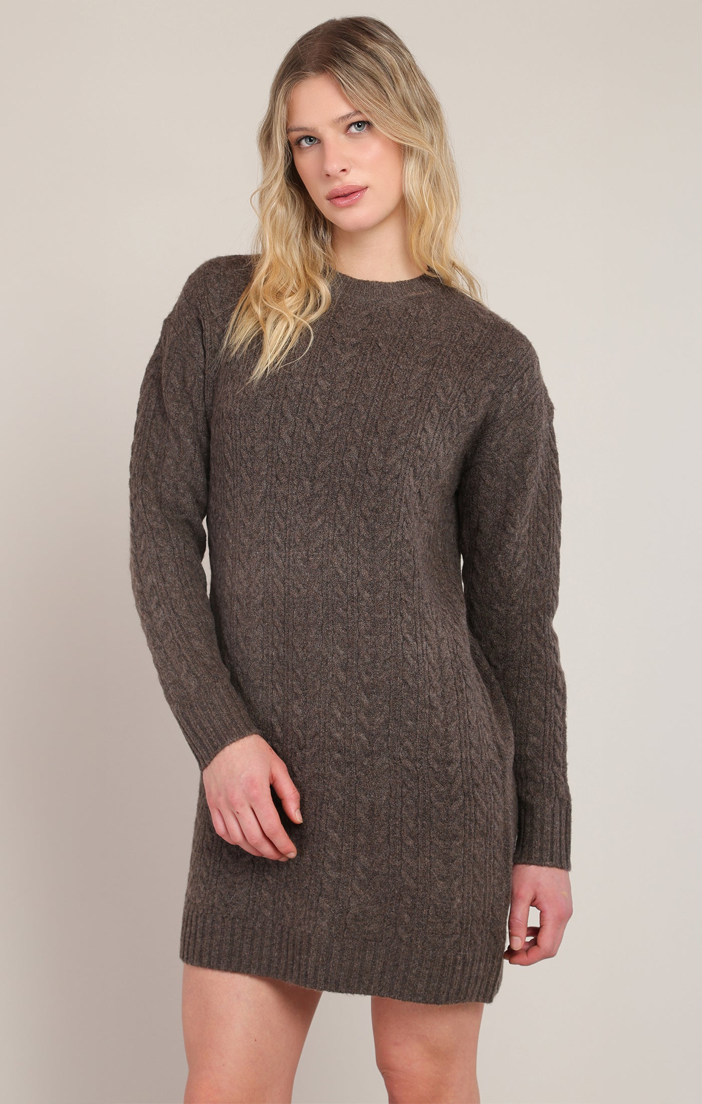 Robe en tricot torsadé châtaigne chiné Room 34 pour femme