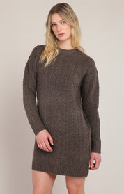 Robe en tricot torsadé châtaigne chiné Room 34 pour femme