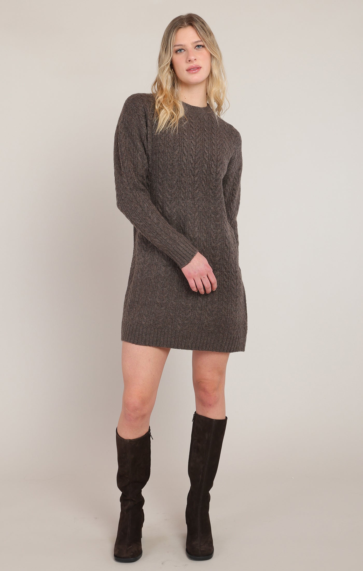 Robe en tricot torsadé châtaigne chiné Room 34 pour femme