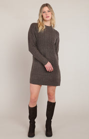 Robe en tricot torsadé châtaigne chiné Room 34 pour femme
