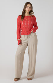 Chandail Manche Longue en Tricot Ajouré