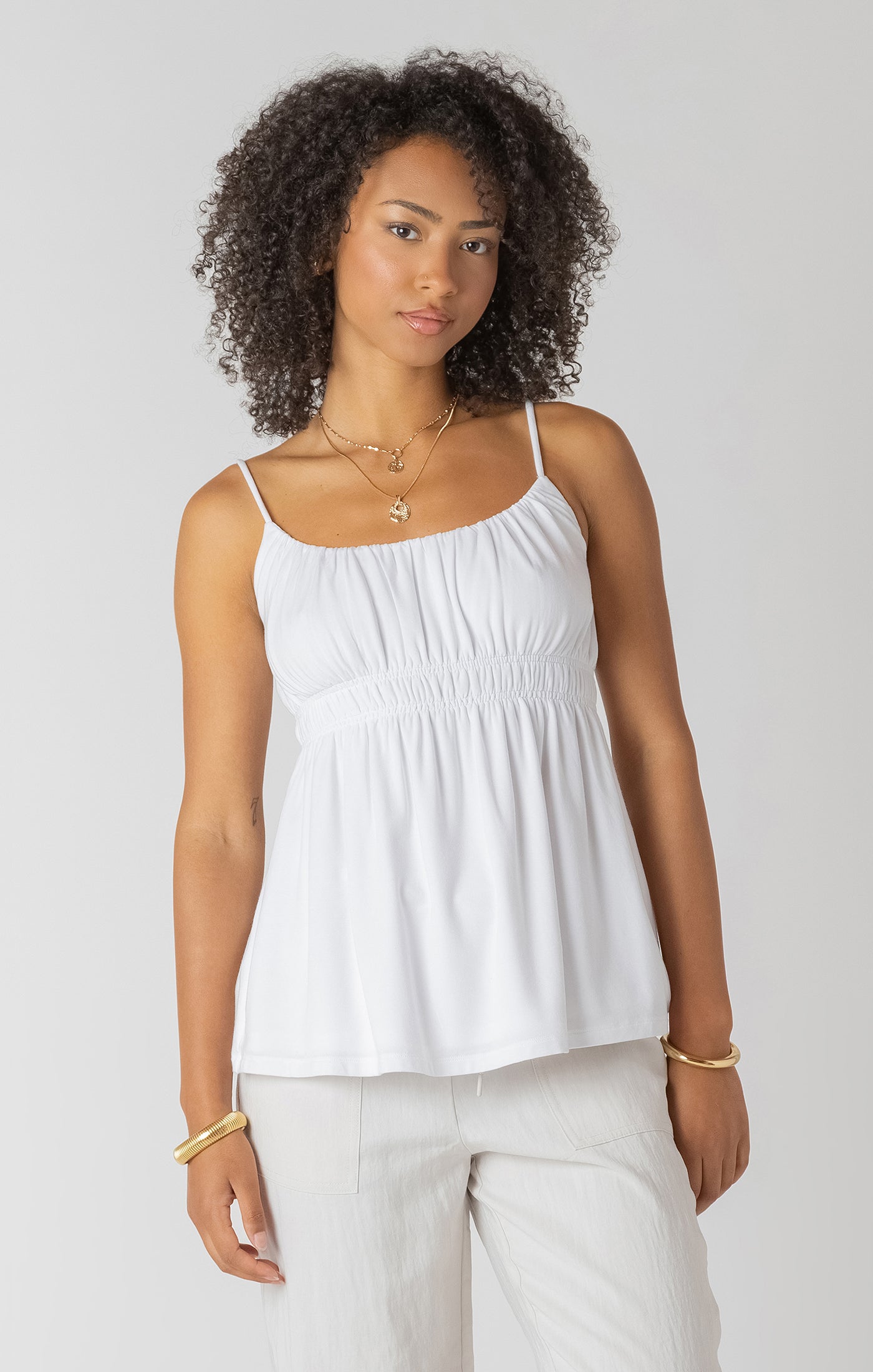 Camisole Bretelles Spaghettis Ceintrée au Buste