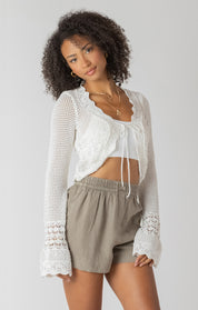 Cardigan en Tricot Cordon à l'Avant