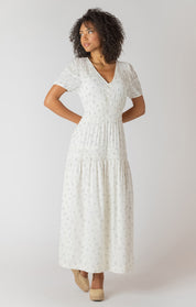 Robe Longue Col en V avec Fleurs