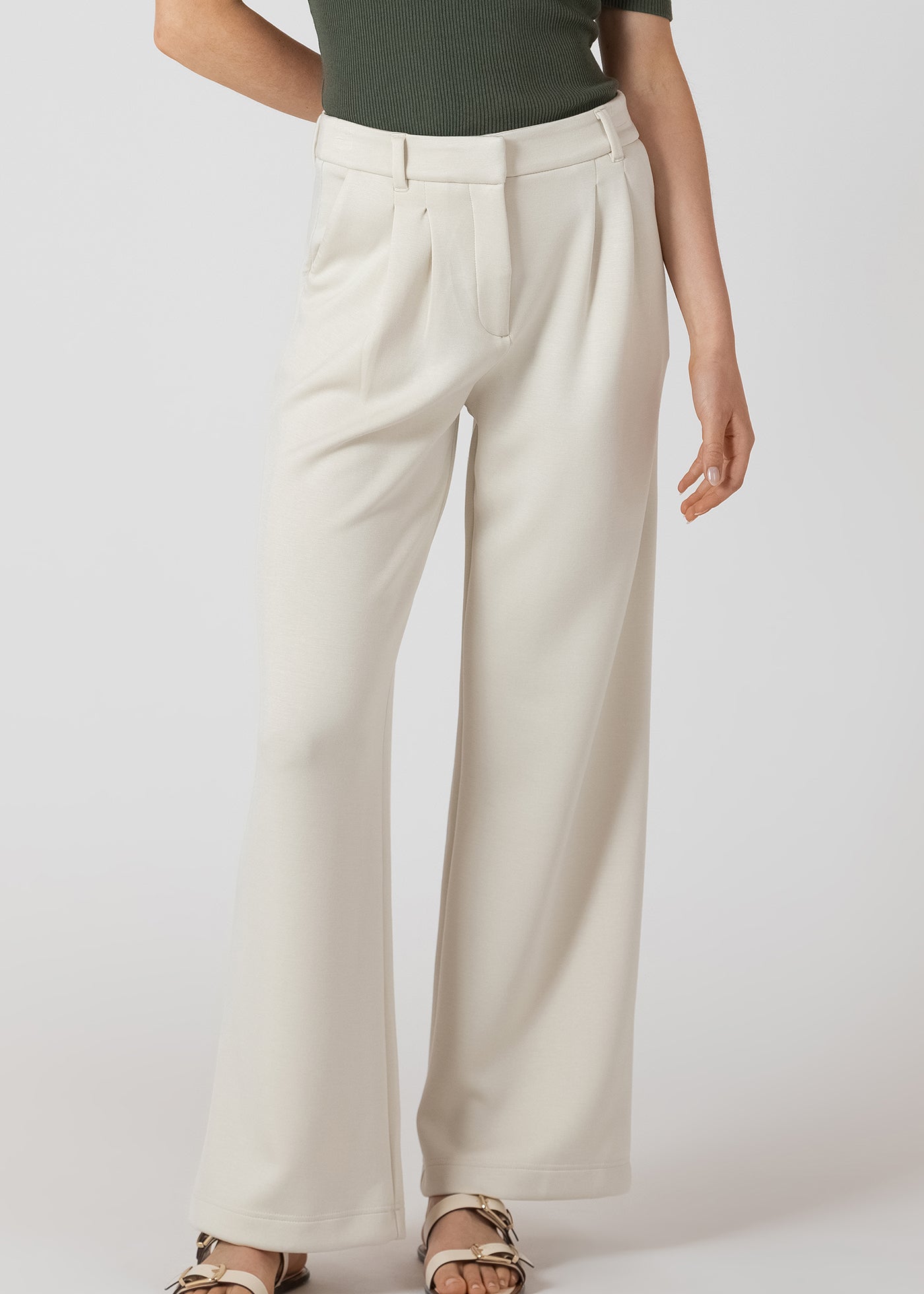 Pantalon Large à Plis Tissu Confort