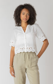 Blouse Manche Courte Détails de Broderie