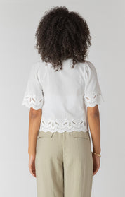 Blouse Manche Courte Détails de Broderie