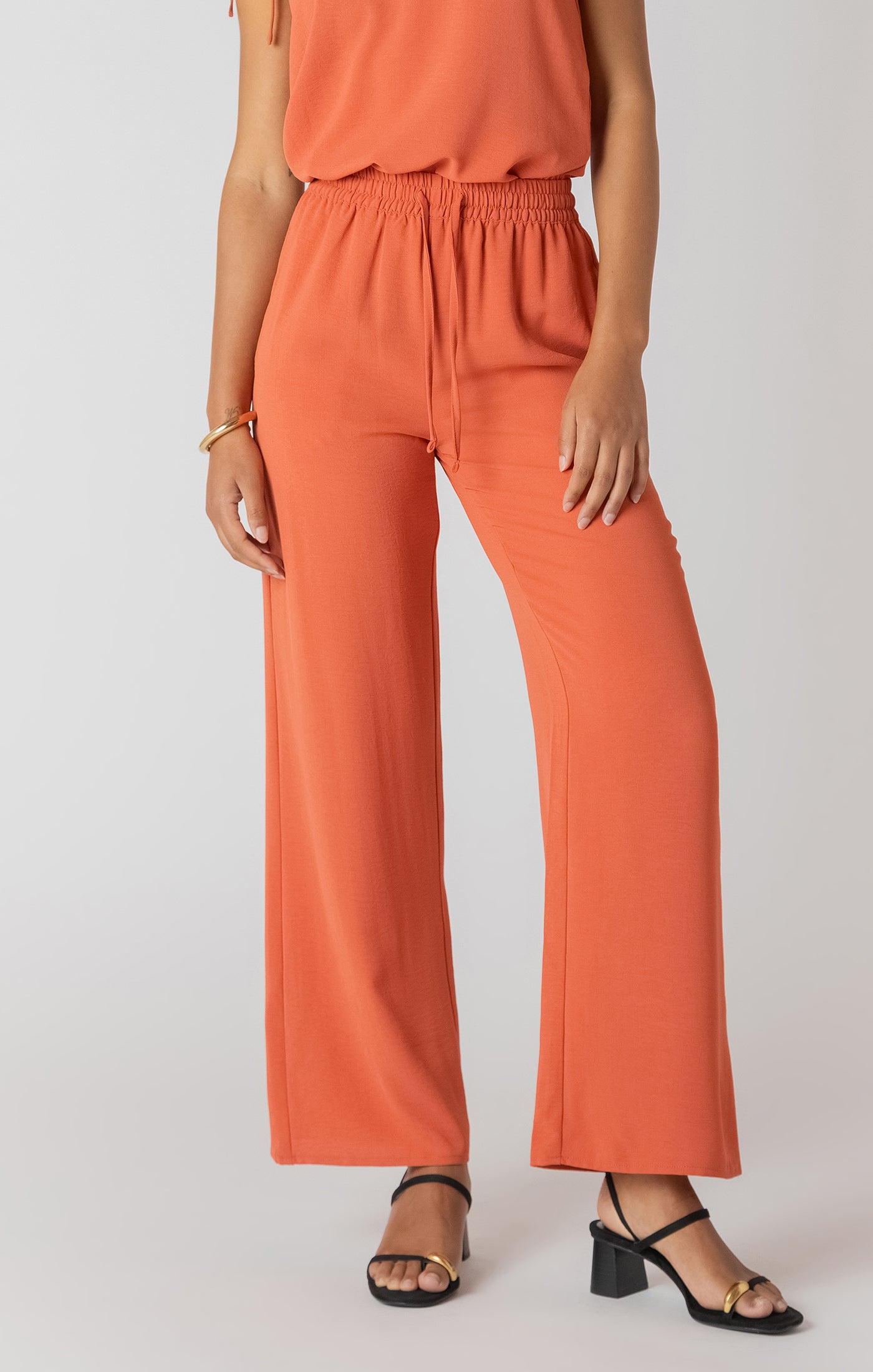 Pantalon Fluide Large à Taille Élastique