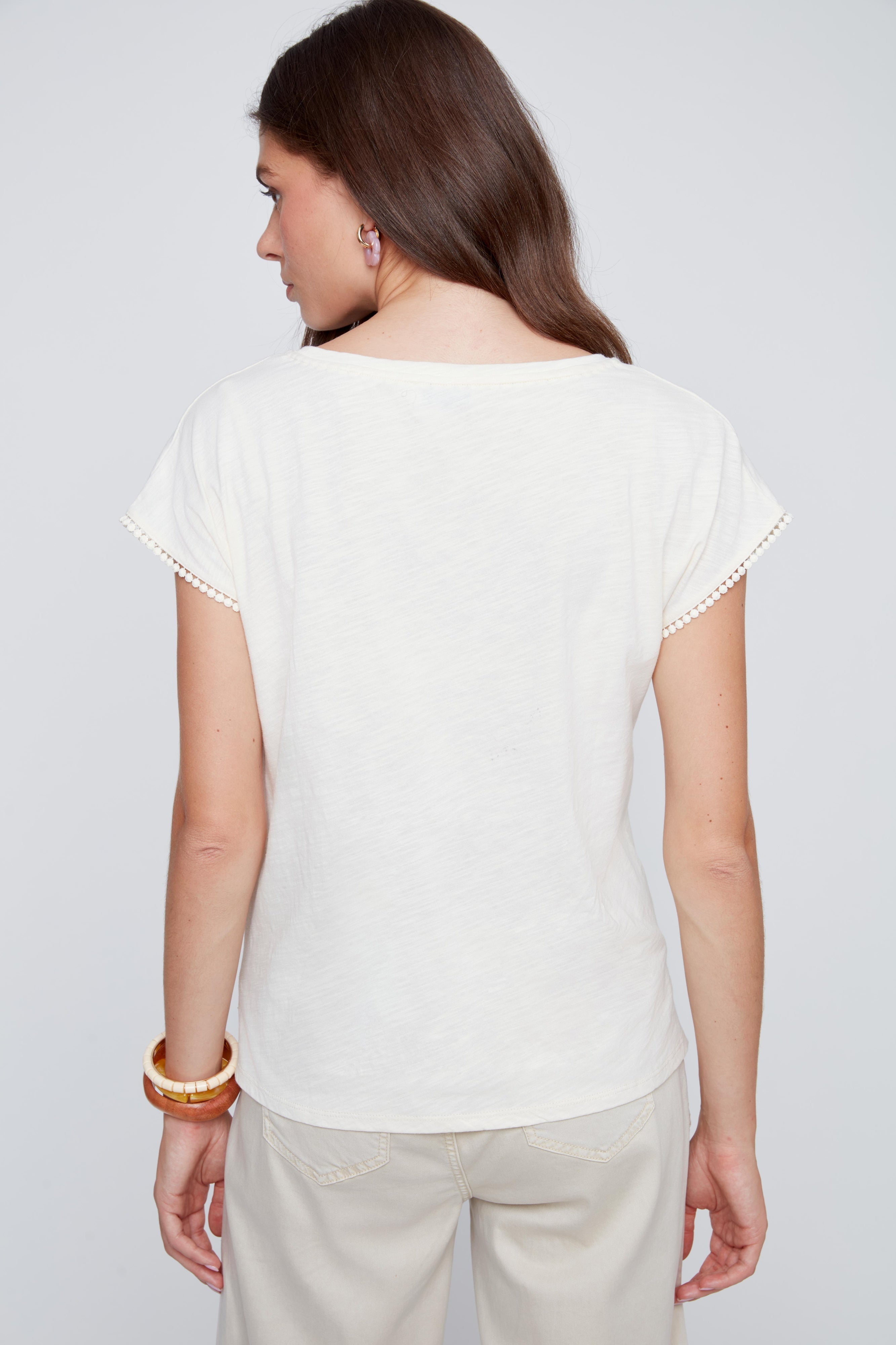 T-Shirt Col Rond Imprimé de Fleurs