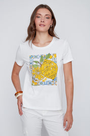 T-Shirt Col Rond Imprimé Citron
