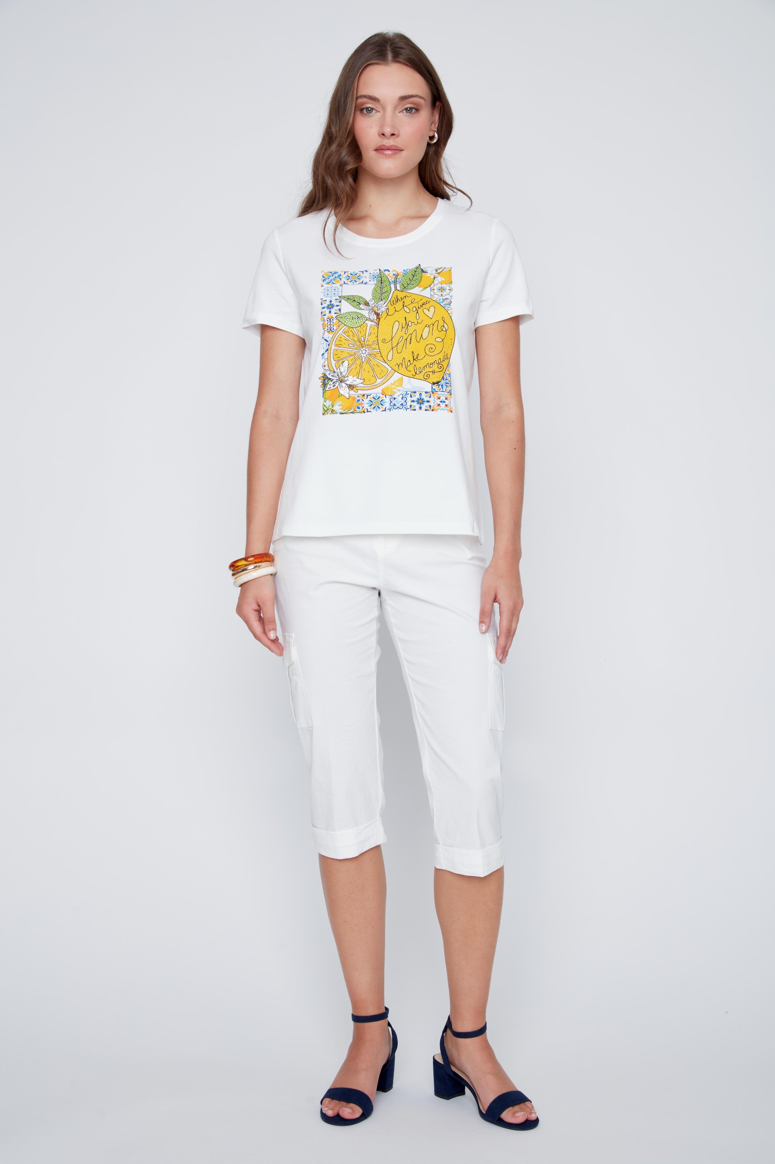 T-Shirt Col Rond Imprimé Citron