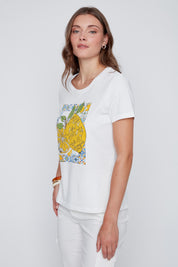 T-Shirt Col Rond Imprimé Citron